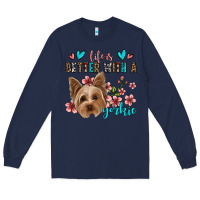 Navy life is better with a yorkie Long Sleeve Tee - Jasminsmagicworld