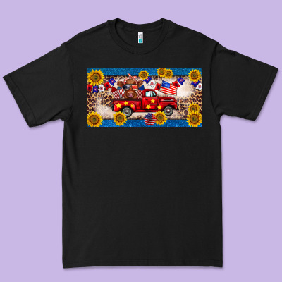 4th Of July Truck Cow License Plate Premium Tee Designed By Barkaloodesign