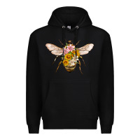 Black bee with flowers Premium Hoodie - Artiststas