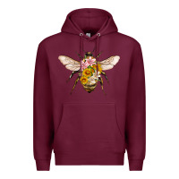 Burgundy bee with flowers Premium Hoodie - Artiststas
