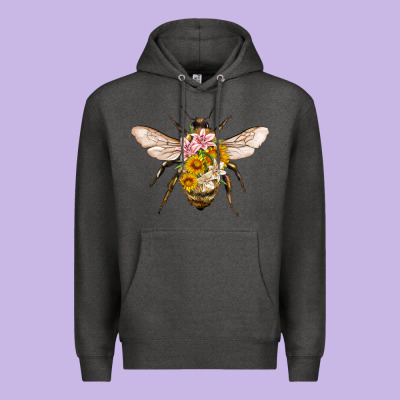 Bee With Flowers Premium Hoodie Designed By Artiststas