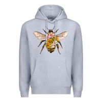 Heather Grey bee with flowers Premium Hoodie - Artiststas
