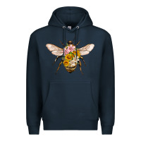 Navy bee with flowers Premium Hoodie - Artiststas