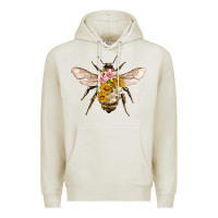 Oatmeal Heather bee with flowers Premium Hoodie - Artiststas