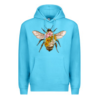 Ocean Blue bee with flowers Premium Hoodie - Artiststas