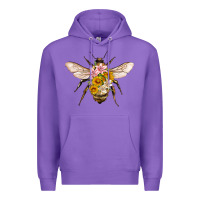 Purple bee with flowers Premium Hoodie - Artiststas