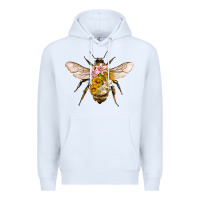 White bee with flowers Premium Hoodie - Artiststas