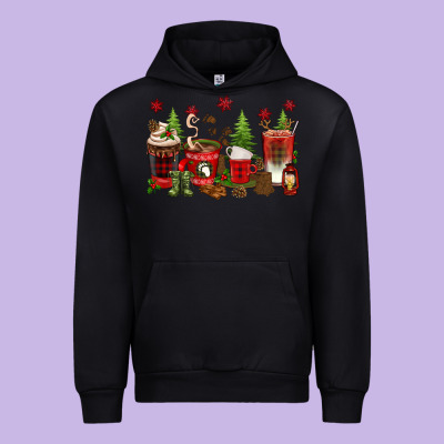 Christmas Coffee Cups Urban Hoodie Designed By Texasbilliewilder