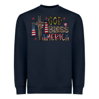 Navy god bless america Heavyweight Sweatshirt - CowhideDigitalArt