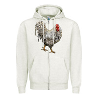 Oatmeal Heather Dominique Rooster Zipper Hoodie - LillyAllenDesigns