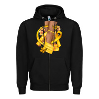 Black Childhood Cancer diva yellow ribbon Zipper Hoodie - NancyCooperArtShop