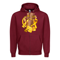 Burgundy Childhood Cancer diva yellow ribbon Zipper Hoodie - NancyCooperArtShop