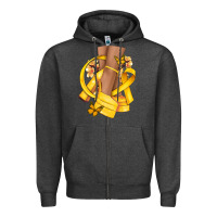 Charcoal Heather Childhood Cancer diva yellow ribbon Zipper Hoodie - NancyCooperArtShop