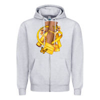 Heather Grey Childhood Cancer diva yellow ribbon Zipper Hoodie - NancyCooperArtShop