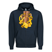Navy Childhood Cancer diva yellow ribbon Zipper Hoodie - NancyCooperArtShop