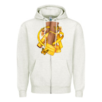 Oatmeal Heather Childhood Cancer diva yellow ribbon Zipper Hoodie - NancyCooperArtShop