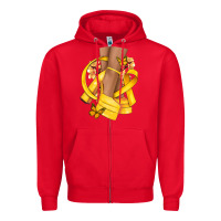 Red Childhood Cancer diva yellow ribbon Zipper Hoodie - NancyCooperArtShop