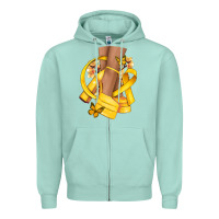 Seafoam Childhood Cancer diva yellow ribbon Zipper Hoodie - NancyCooperArtShop