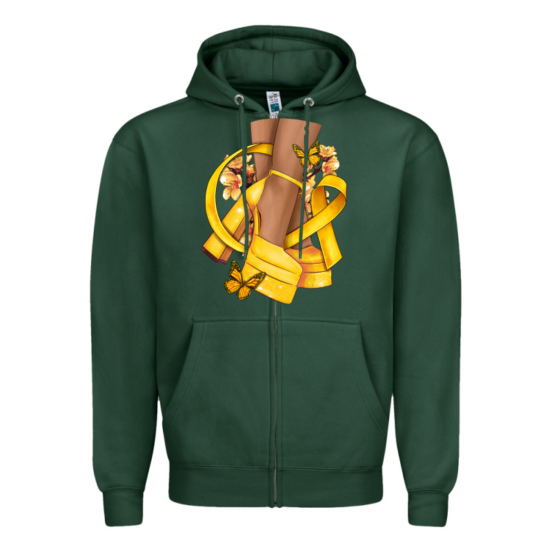 Childhood Cancer Diva Yellow Ribbon Zipper Hoodie by NancyCooperArtShop | Teevron