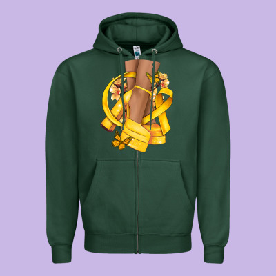 Childhood Cancer Diva Yellow Ribbon Zipper Hoodie Designed By Nancycooperartshop