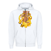White Childhood Cancer diva yellow ribbon Zipper Hoodie - NancyCooperArtShop