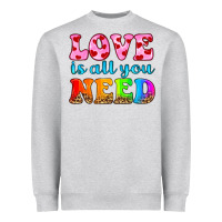 Heather Grey love is all you need Heavyweight Sweatshirt - HRA Design Shop