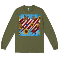Army Green western star with sunflower seamless pattern Long Sleeve Tee - BundleAndBundleShop