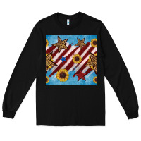 Black western star with sunflower seamless pattern Long Sleeve Tee - BundleAndBundleShop