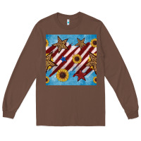Chestnut western star with sunflower seamless pattern Long Sleeve Tee - BundleAndBundleShop