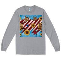 Heather Grey western star with sunflower seamless pattern Long Sleeve Tee - BundleAndBundleShop