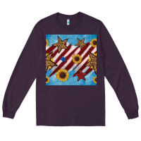 Plum western star with sunflower seamless pattern Long Sleeve Tee - BundleAndBundleShop