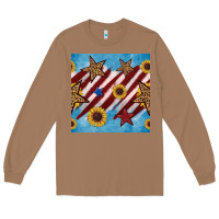 Toasted Coconut western star with sunflower seamless pattern Long Sleeve Tee - BundleAndBundleShop