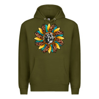 Army Green sunflower cowhide leopard Premium Hoodie - Artiststas