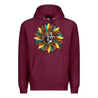 Burgundy sunflower cowhide leopard Premium Hoodie - Artiststas