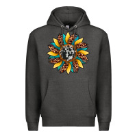 Charcoal Heather sunflower cowhide leopard Premium Hoodie - Artiststas