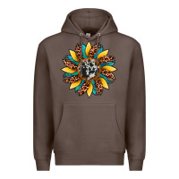 Coffee sunflower cowhide leopard Premium Hoodie - Artiststas