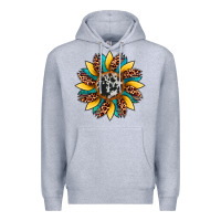 Heather Grey sunflower cowhide leopard Premium Hoodie - Artiststas