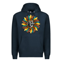 Navy sunflower cowhide leopard Premium Hoodie - Artiststas