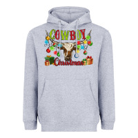 Heather Grey cowboy christmas Heavyweight Hoodie - MaliasSmallBusiness