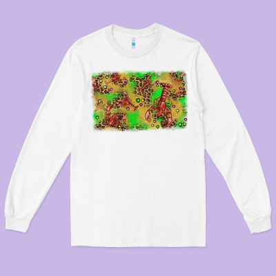 Mardi Gras Crawfish And Glitter Background Long Sleeve Tee Designed By Adodesignshop