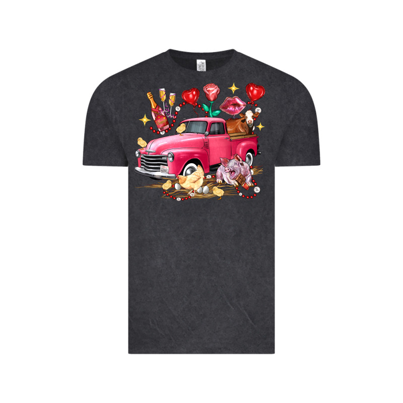 Valentine's Day Truck Farm Animals Vintage Tee by FaDigitalArtStudio | Teevron