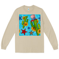 Mushroom 4th of july cacti seamless pattern Long Sleeve Tee - BundleAndBundleShop