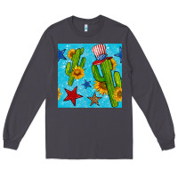 Smoke 4th of july cacti seamless pattern Long Sleeve Tee - BundleAndBundleShop
