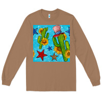 Toasted Coconut 4th of july cacti seamless pattern Long Sleeve Tee - BundleAndBundleShop