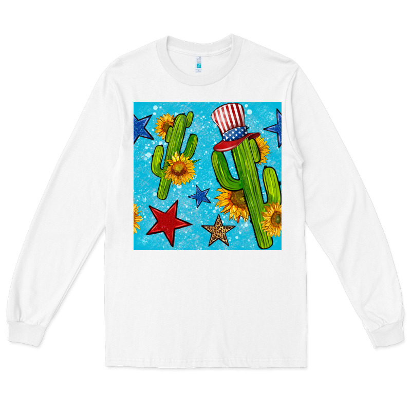 4th Of July Cacti Seamless Pattern Long Sleeve Tee by BundleAndBundleShop | Teevron