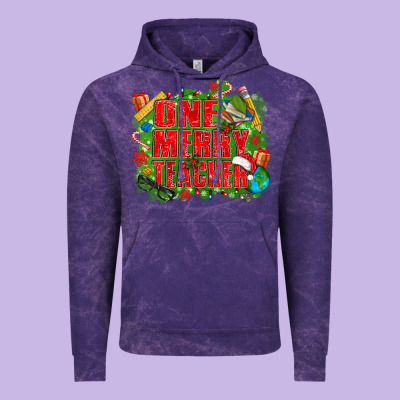 One Merry Teacher Vintage Hoodie Designed By Texasbilliewilder