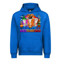 Cobalt happy hallothanksmas goats Urban Hoodie - texasbilliewilder