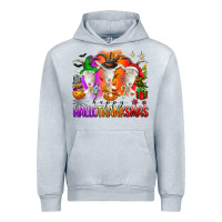 Heather Grey happy hallothanksmas goats Urban Hoodie - texasbilliewilder