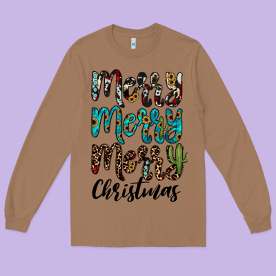 Merry Christmas Long Sleeve Tee Designed By Jahusdesignshop