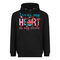 Black i wear my heart on my sleeve Heavyweight Hoodie - NancyCooperArtShop